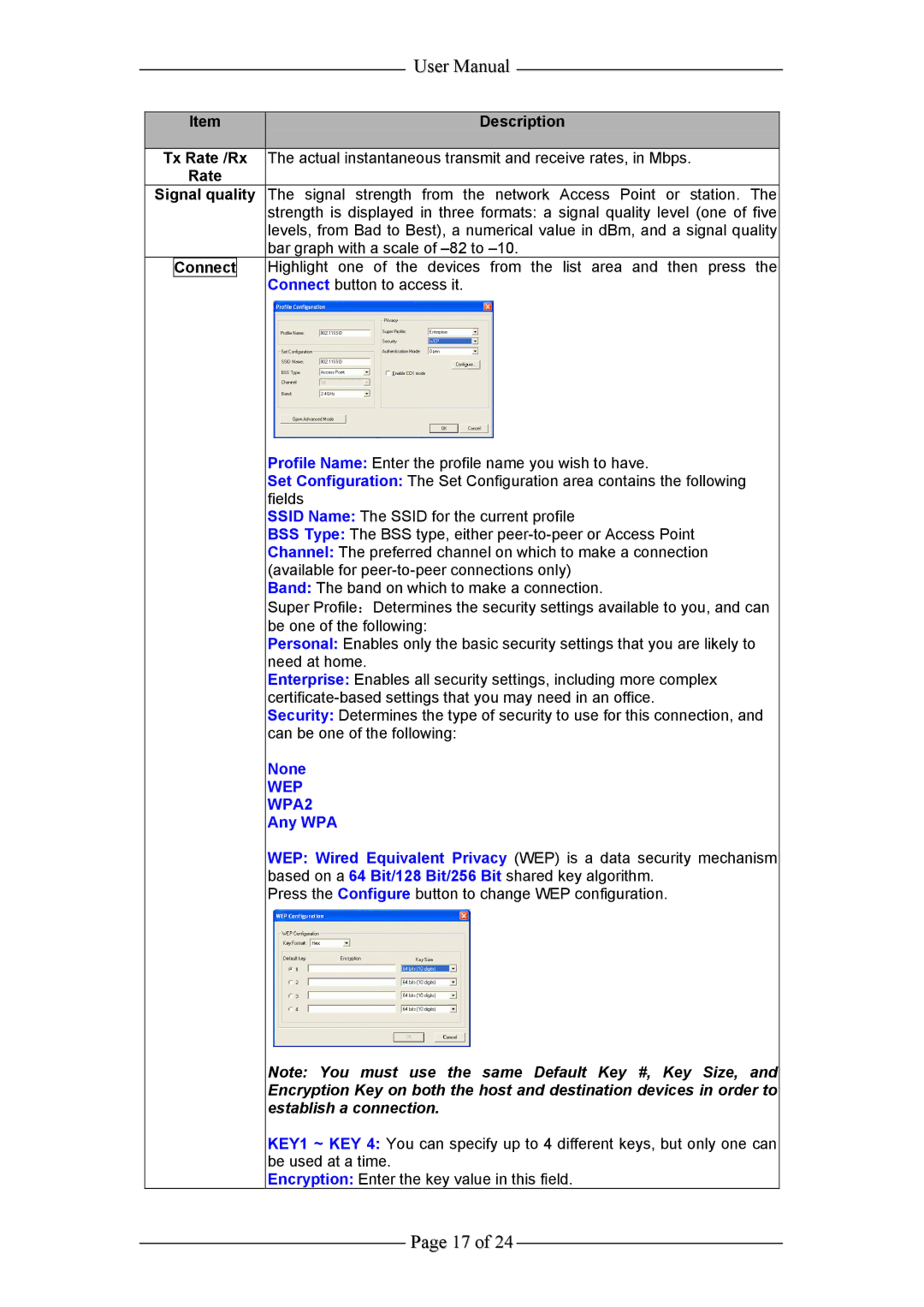 Aztech Systems WL630PCI user manual Connect, None, Any WPA 