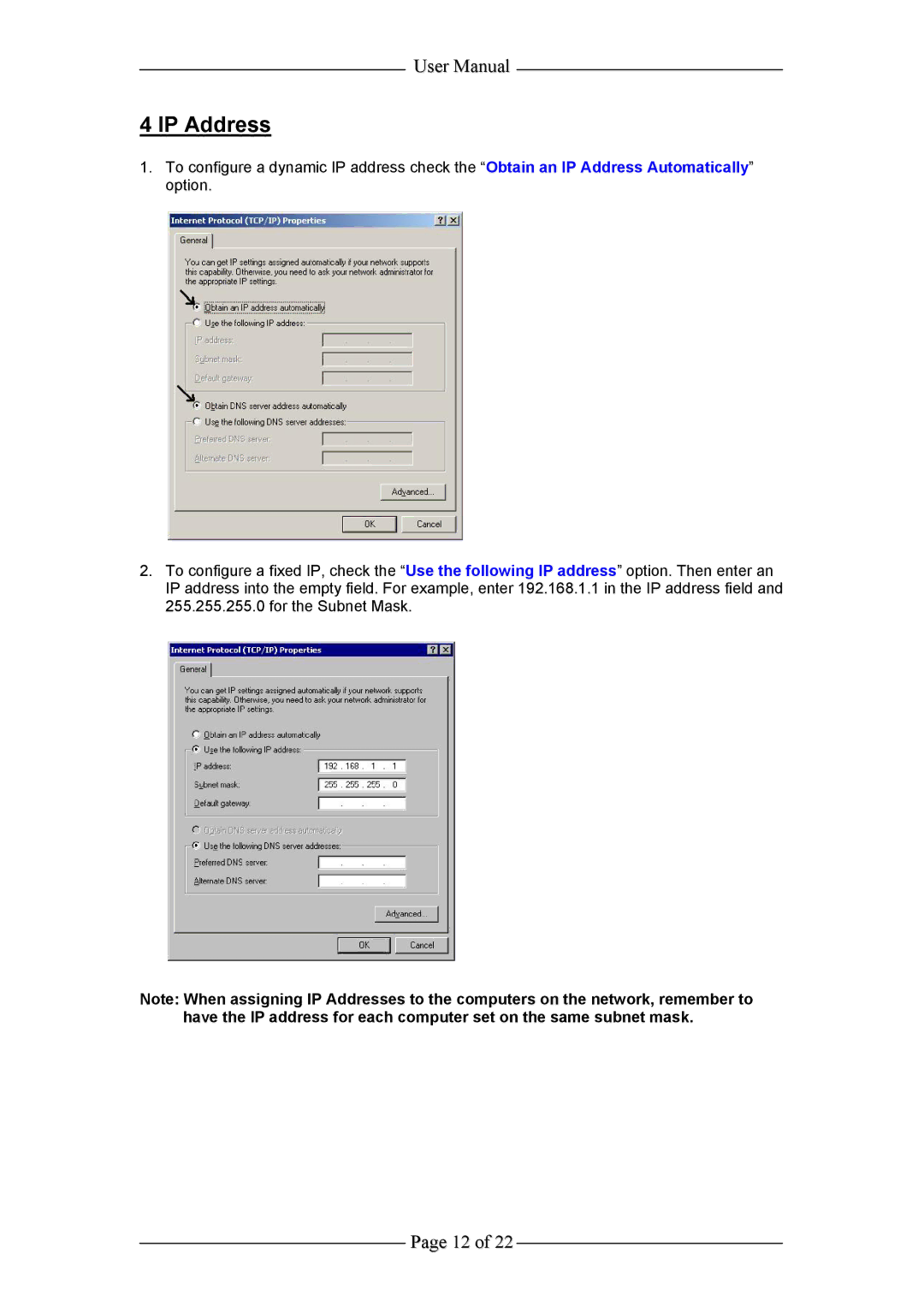 Aztech Systems WL635USB user manual IP Address 