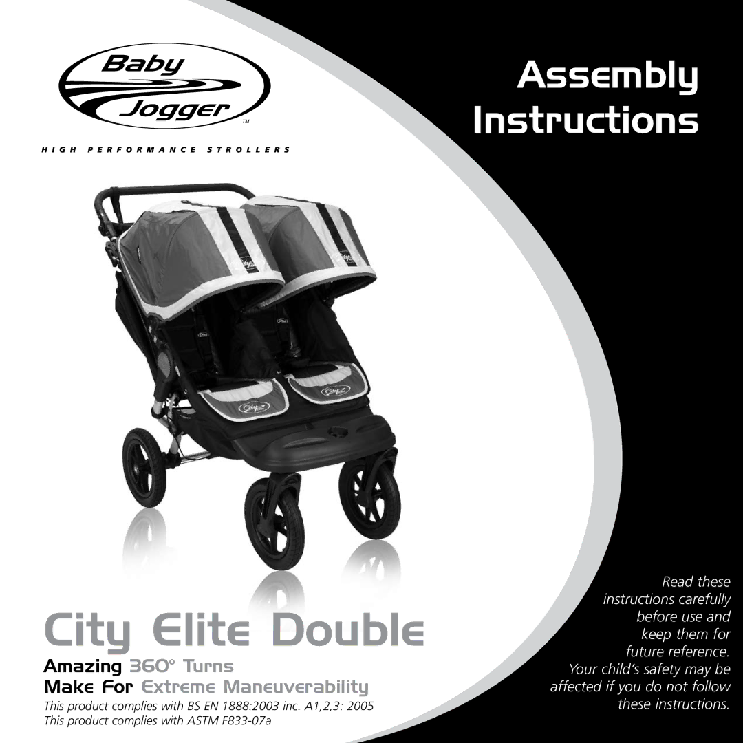 Baby Jogger ASTM F833-07A manual City Elite Double 