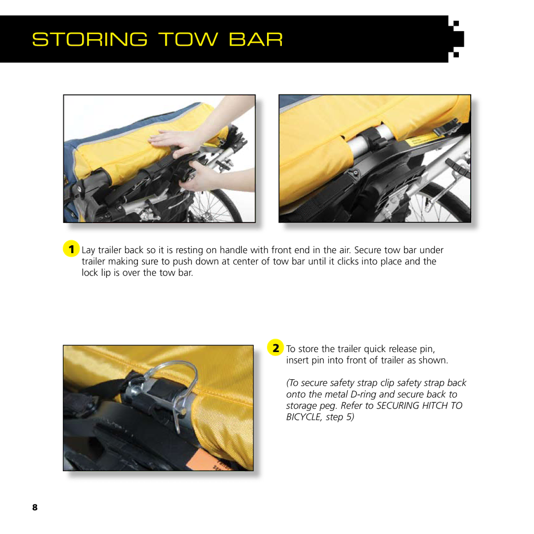 Baby Jogger Bicycle Accessories manual Storing Tow Bar 