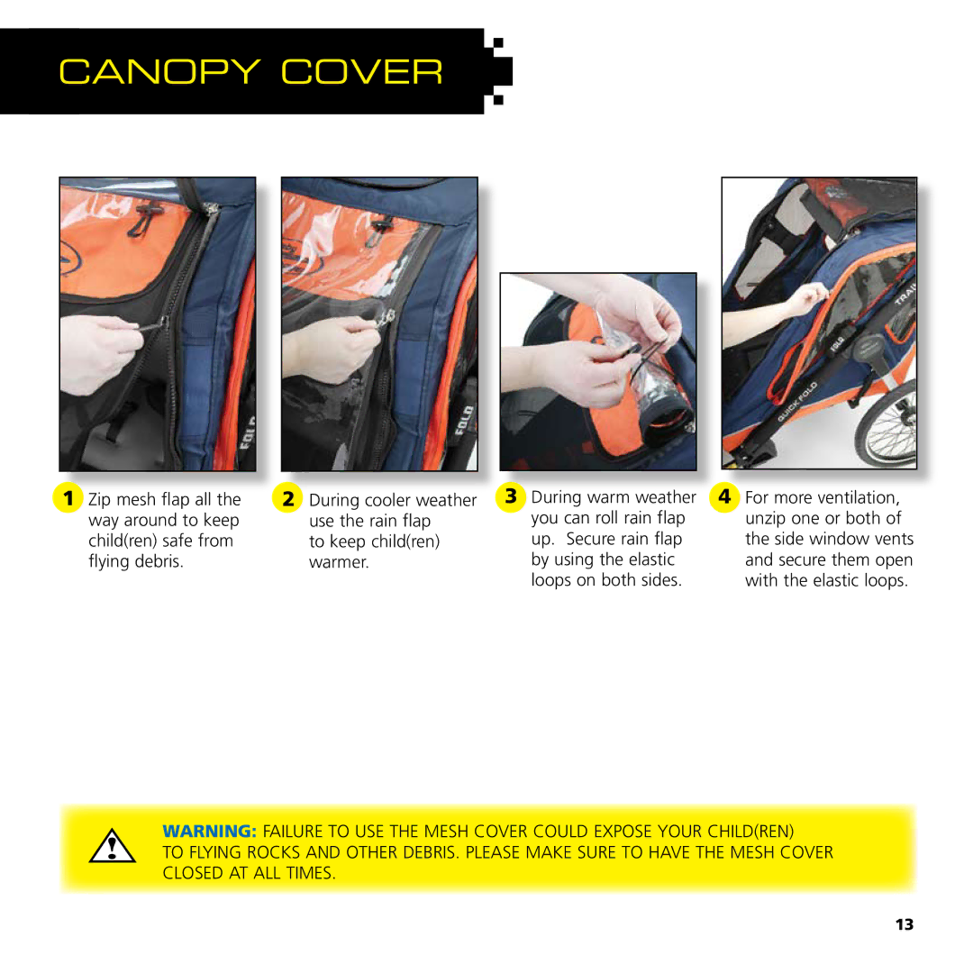 Baby Jogger Bicycle Accessories manual Canopy Cover 