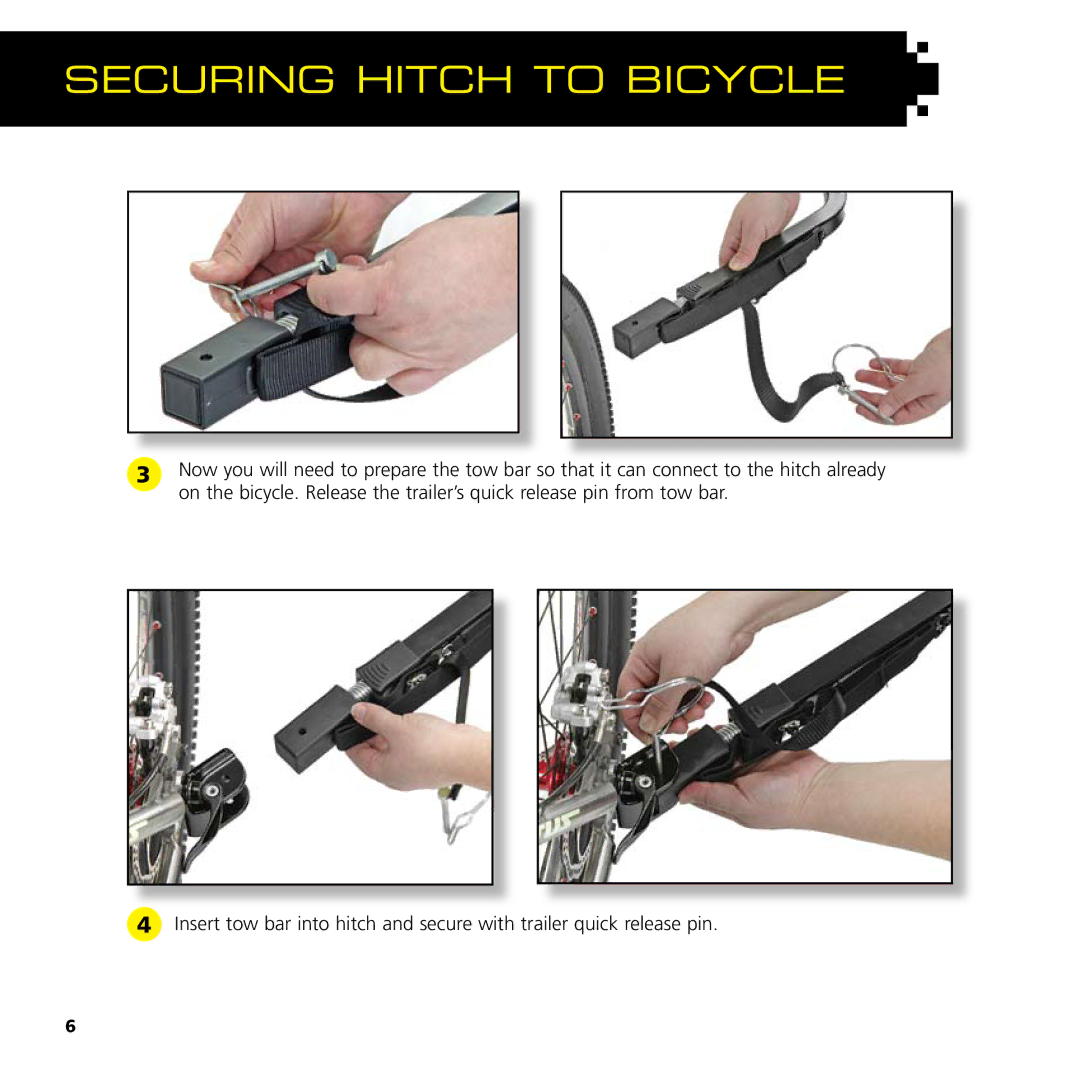 Baby Jogger Bicycle Accessories manual Securing Hitch to Bicycle 