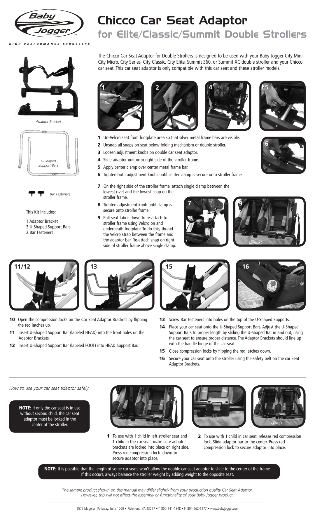 Baby Jogger Car Stereo System manual 11/12, Secure onto stroller frame 