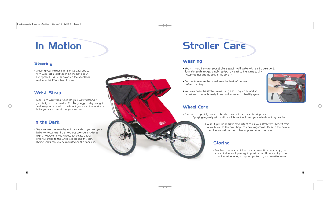 Baby Jogger Double Jogging manual Motion, Stroller Care 