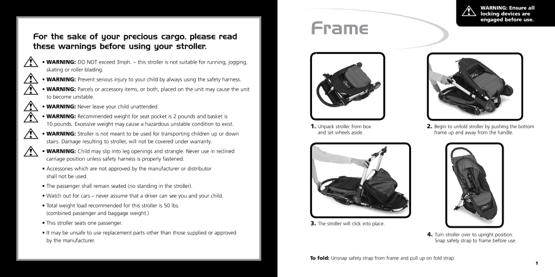 Baby Jogger Stroller manual Frame 