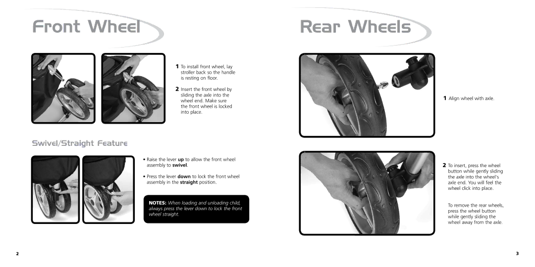 Baby Jogger Stroller manual Front Wheel Rear Wheels, Swivel/Straight Feature 