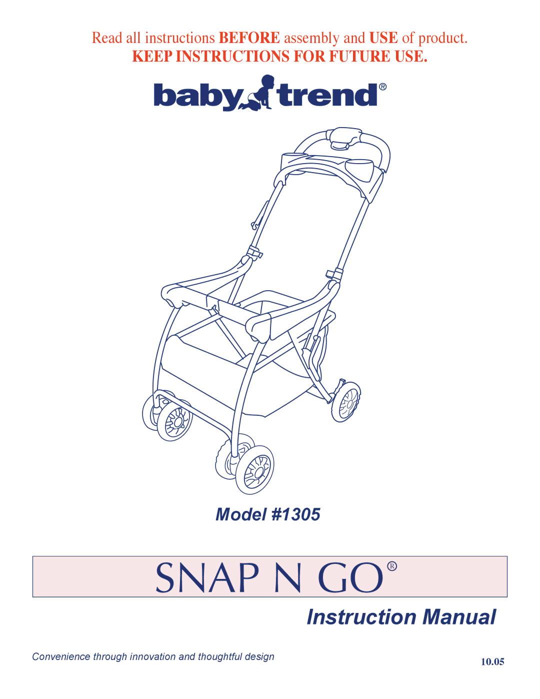 Baby Trend 1305 manual Snap N GO R 