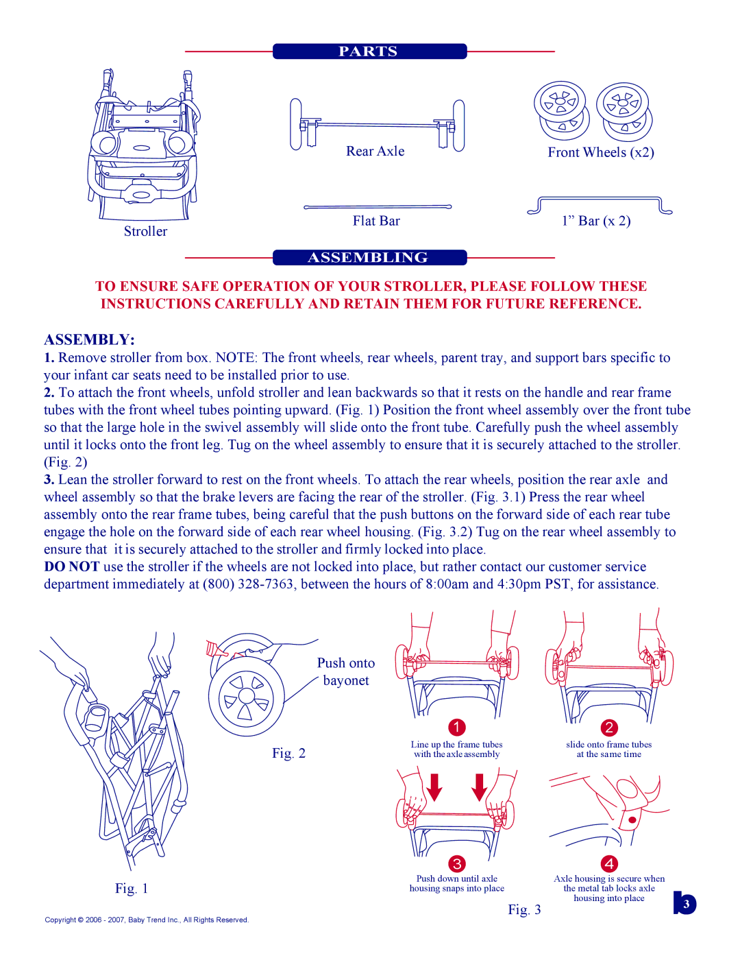 Baby Trend 1305TW manual Assembly 