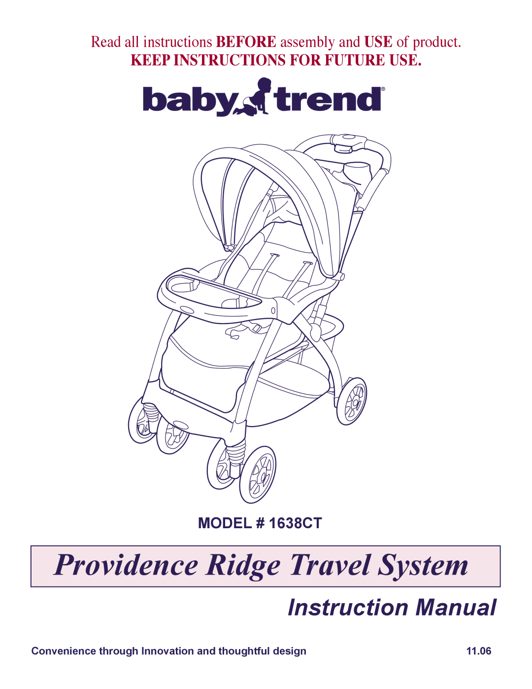 Baby Trend 1638CT manual Providence Ridge Travel System 