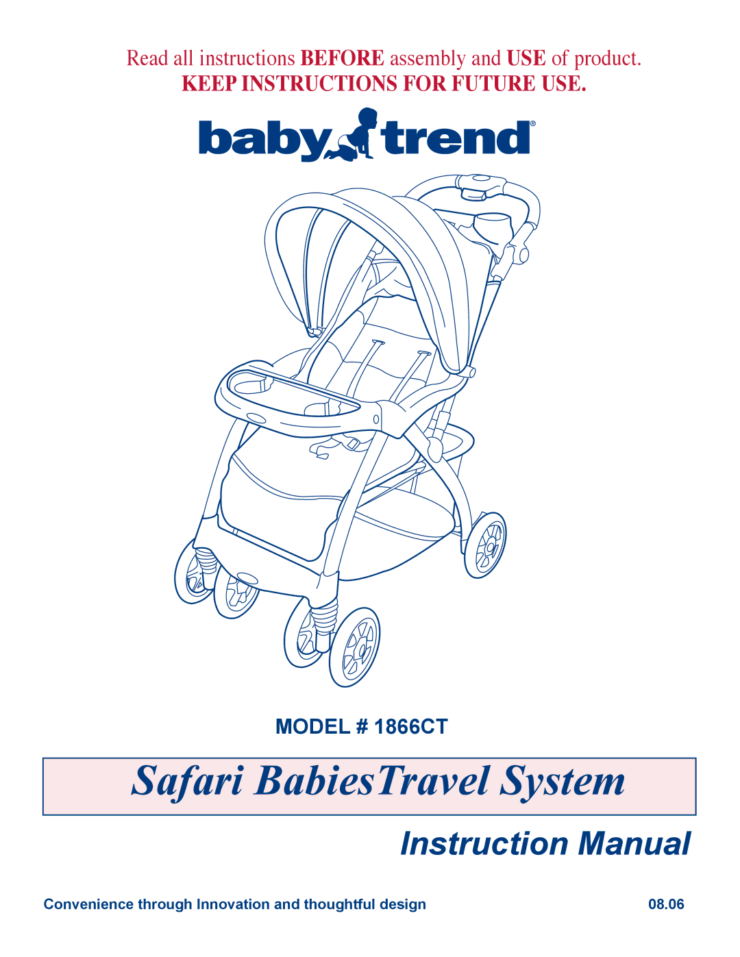 Baby Trend 1866CT manual Safari BabiesTravel System 