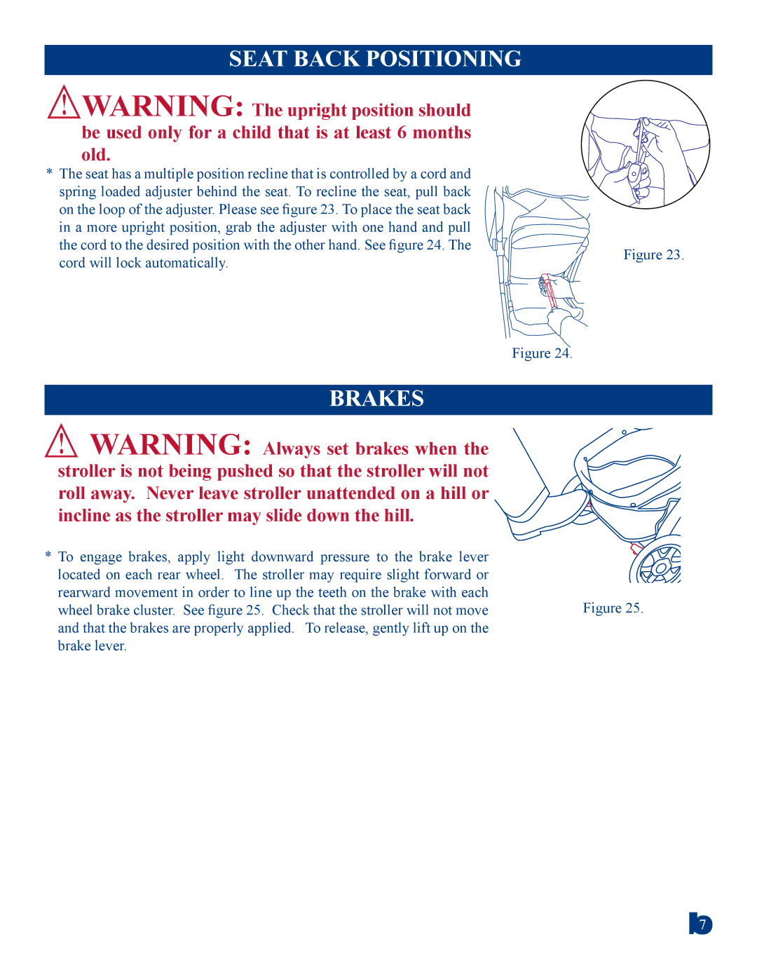 Baby Trend 1866CT manual Seat Back Positioning, Brakes 