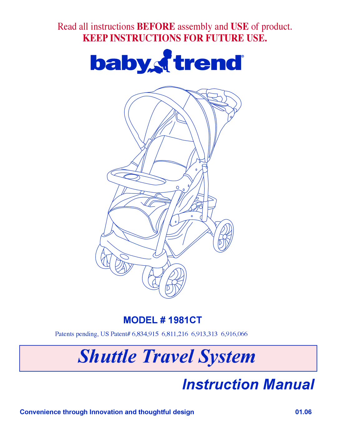 Baby Trend 1981CT manual Shuttle Travel System 