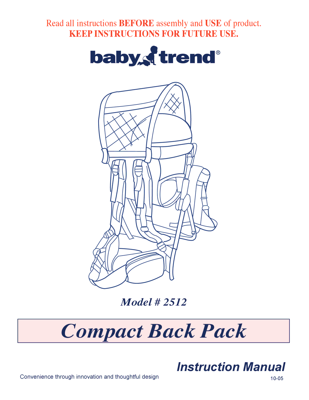 Baby Trend 2512 manual Compact Back Pack 