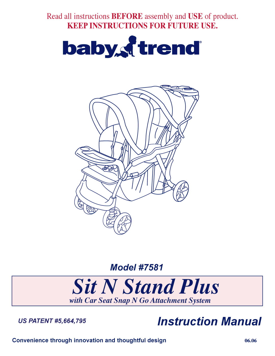 Baby Trend 7581 manual Sit N Stand Plus 