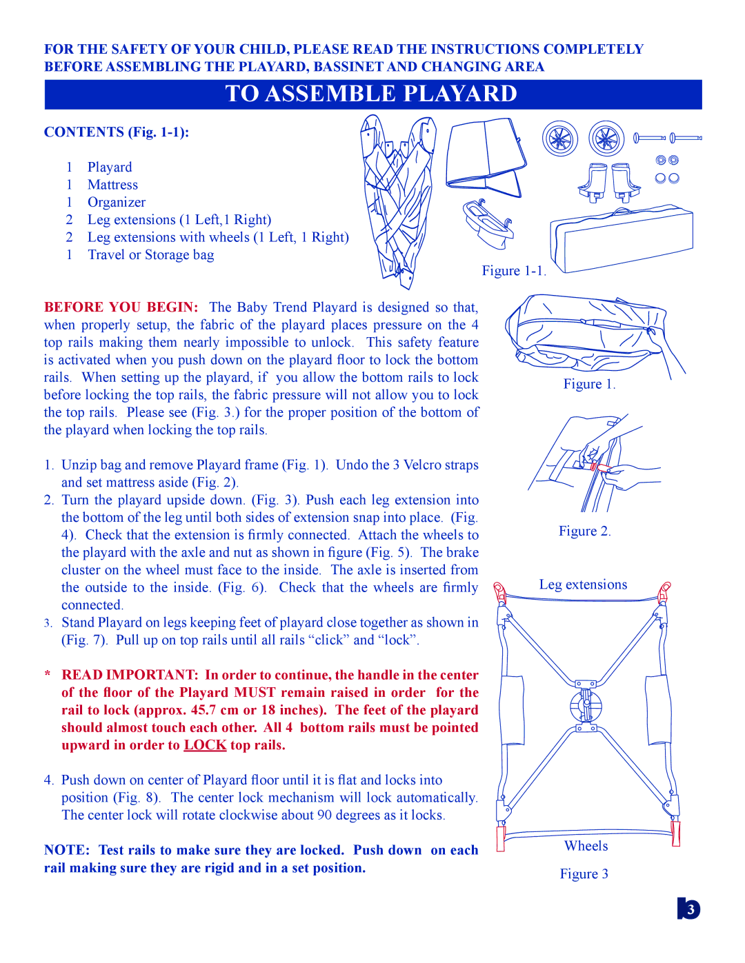 Baby Trend 8136BCC manual To Assemble Playard, Contents Fig 
