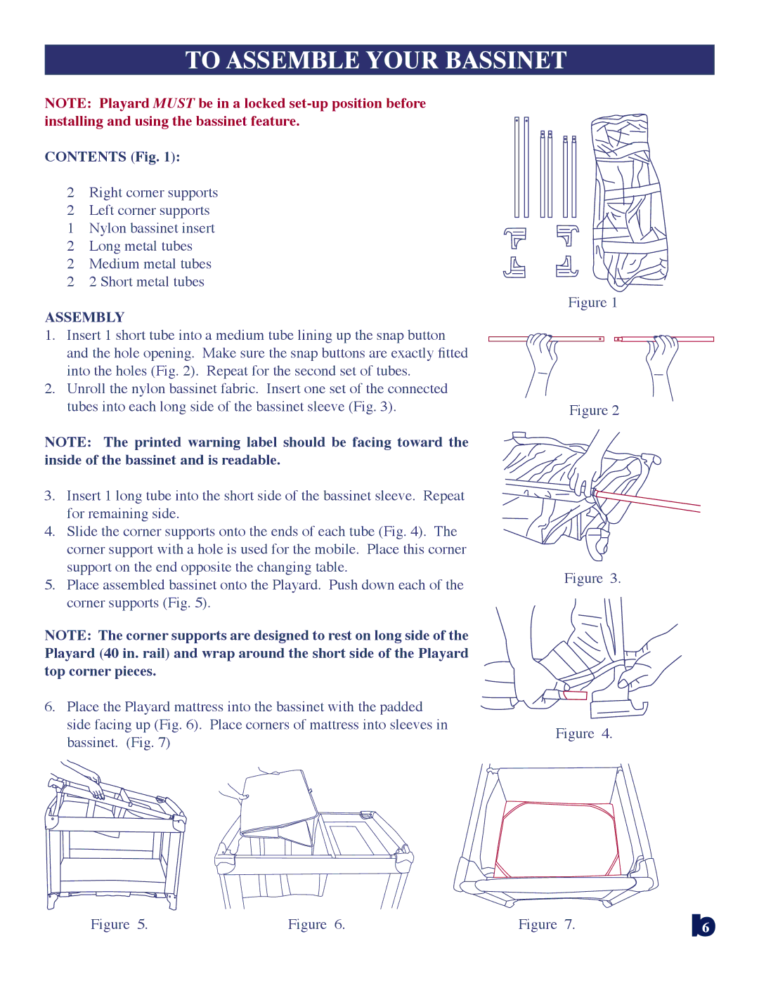 Baby Trend 8181bt manual To Assemble Your Bassinet, Contents Fig 