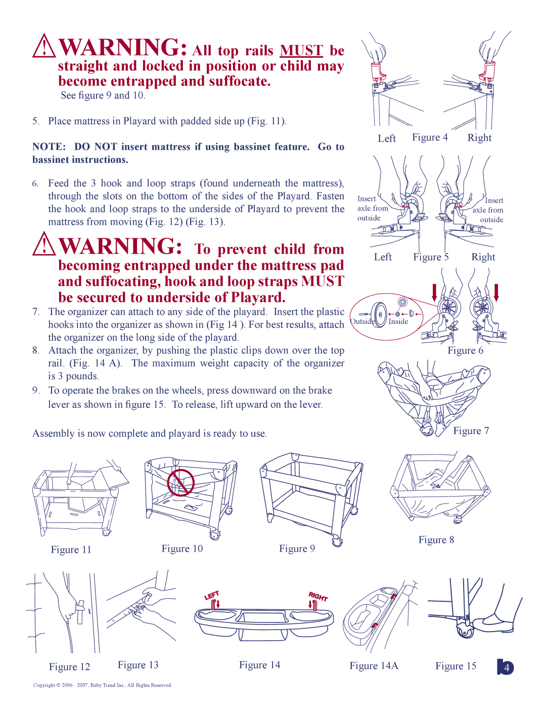 Baby Trend 8207BCC manual Left Figure Right Bassinet instructions 