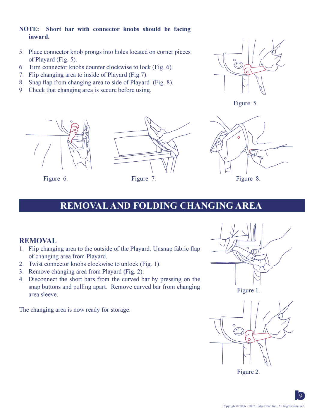 Baby Trend 8207BCC manual Removal and Folding Changing Area 