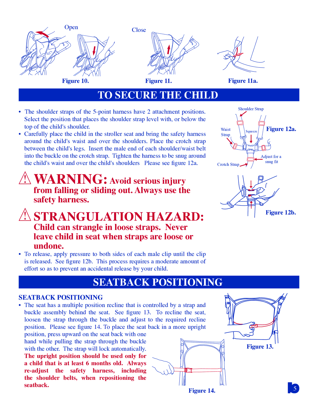 Baby Trend 9178TW manual To Secure the Child, Seatback Positioning 