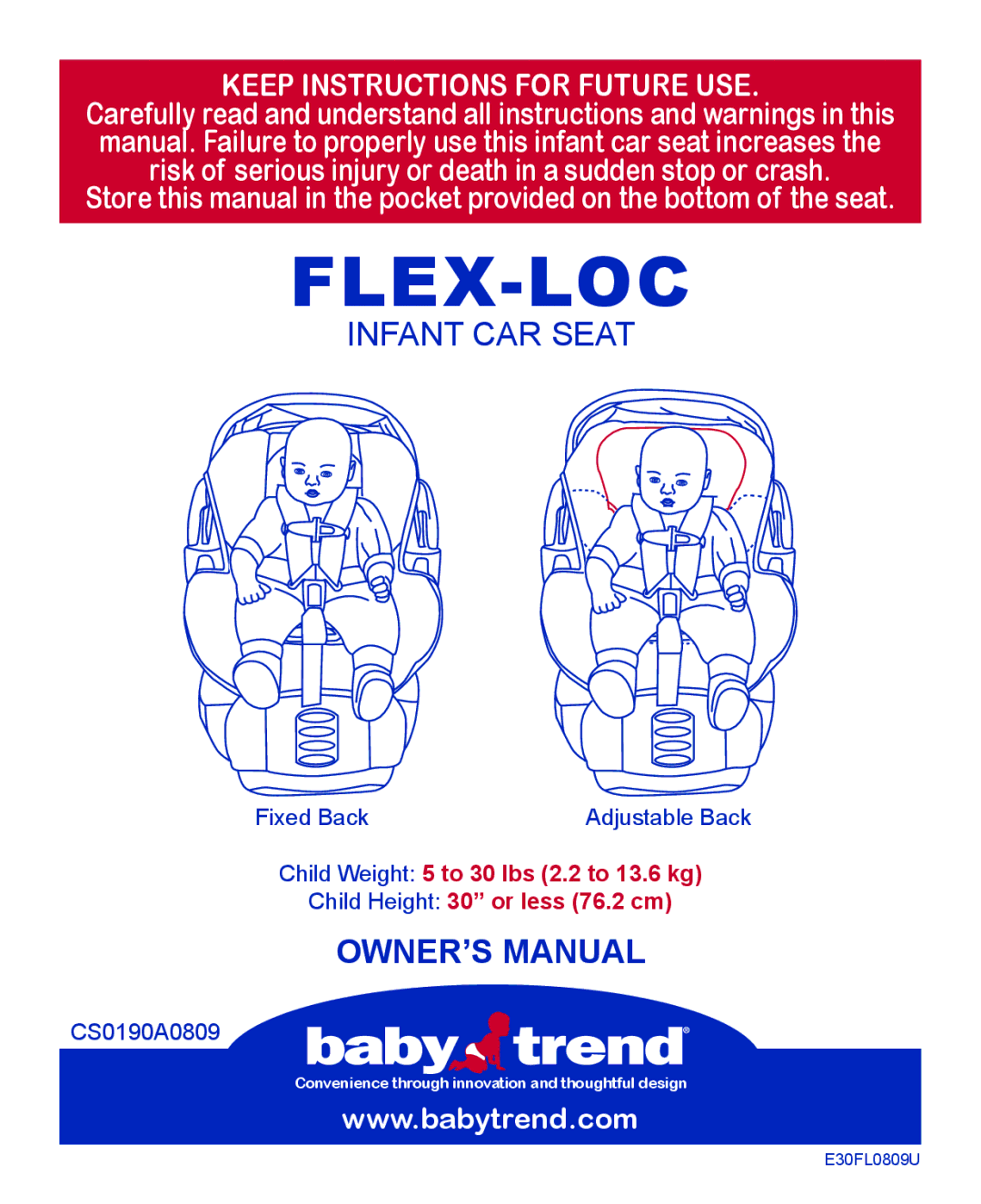 Baby Trend CSO190AD809 manual Flex-Loc 