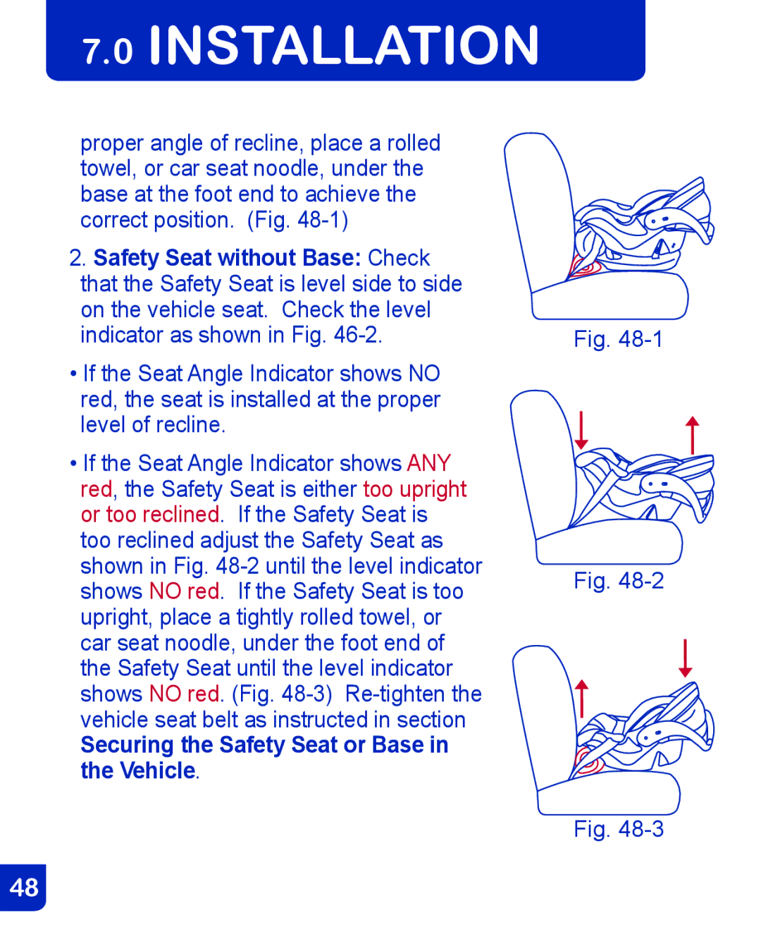 Baby Trend CSO190AD809 manual Securing the Safety Seat or Base in the Vehicle 