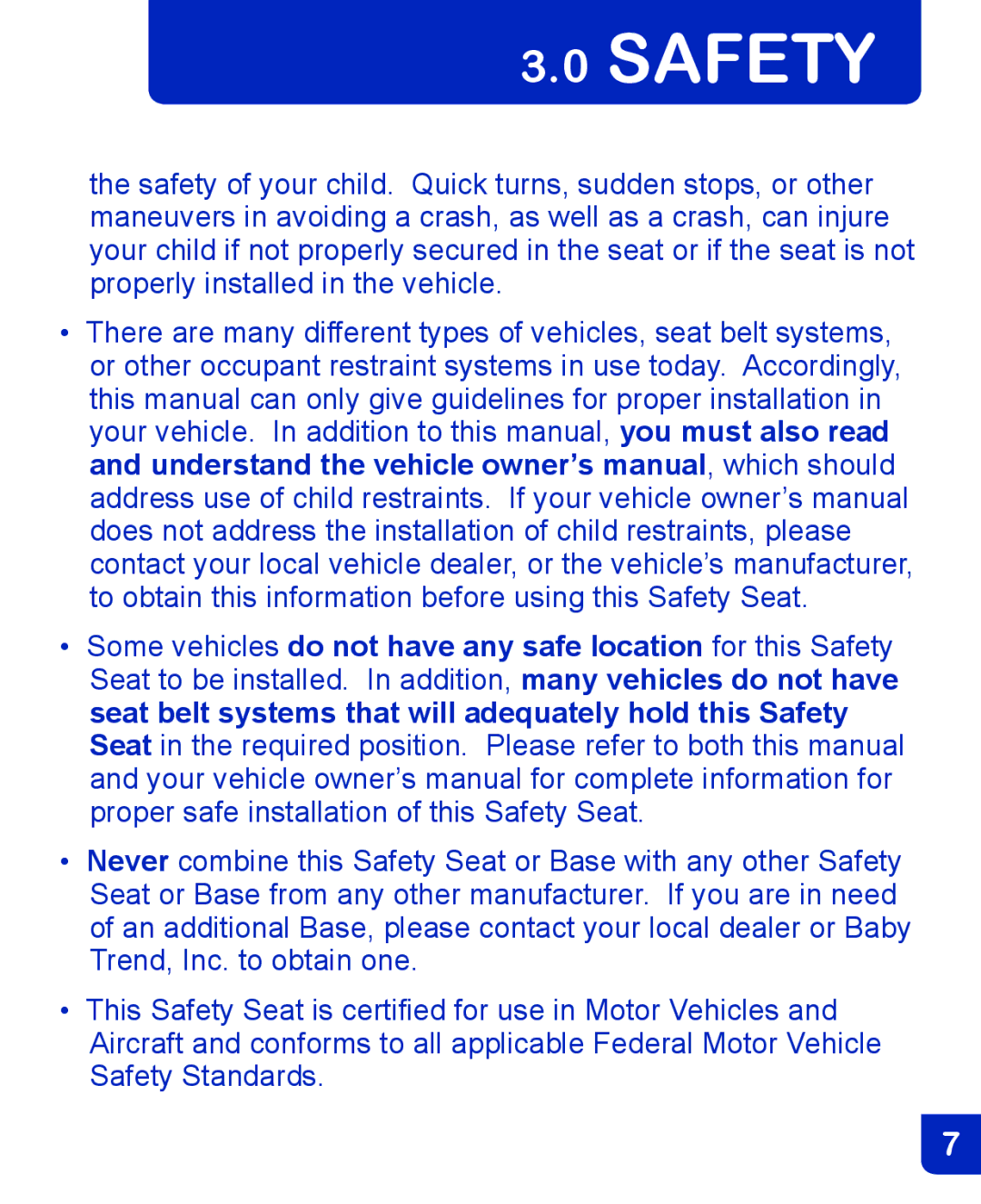 Baby Trend CSO190AD809 manual Safety Standards 