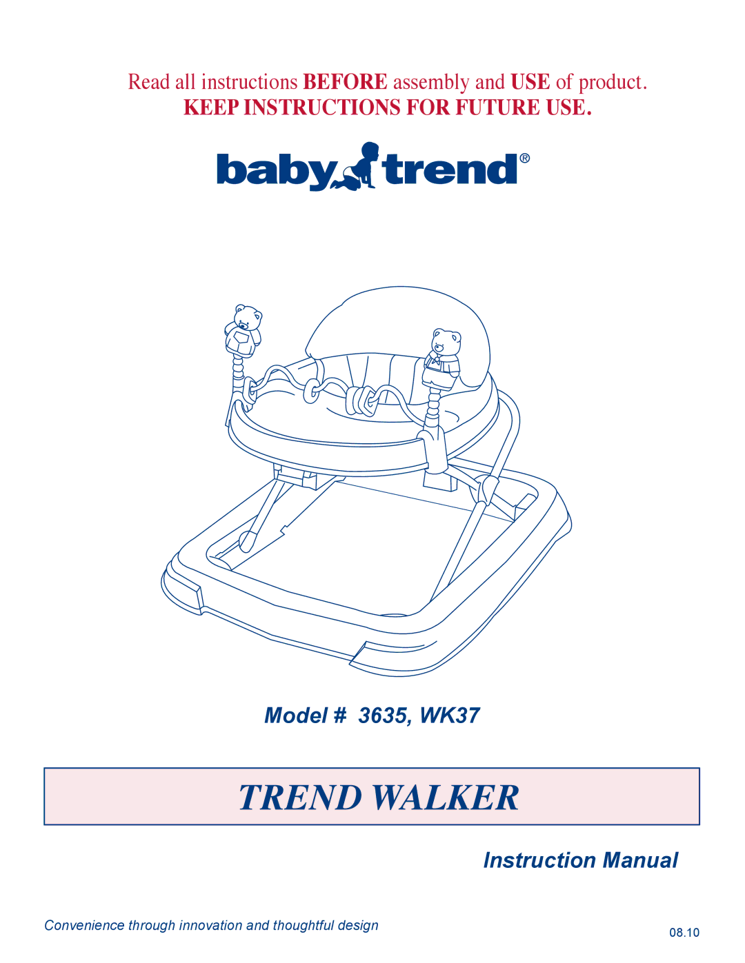 Baby Trend 3635, WK37 manual Trend Walker 