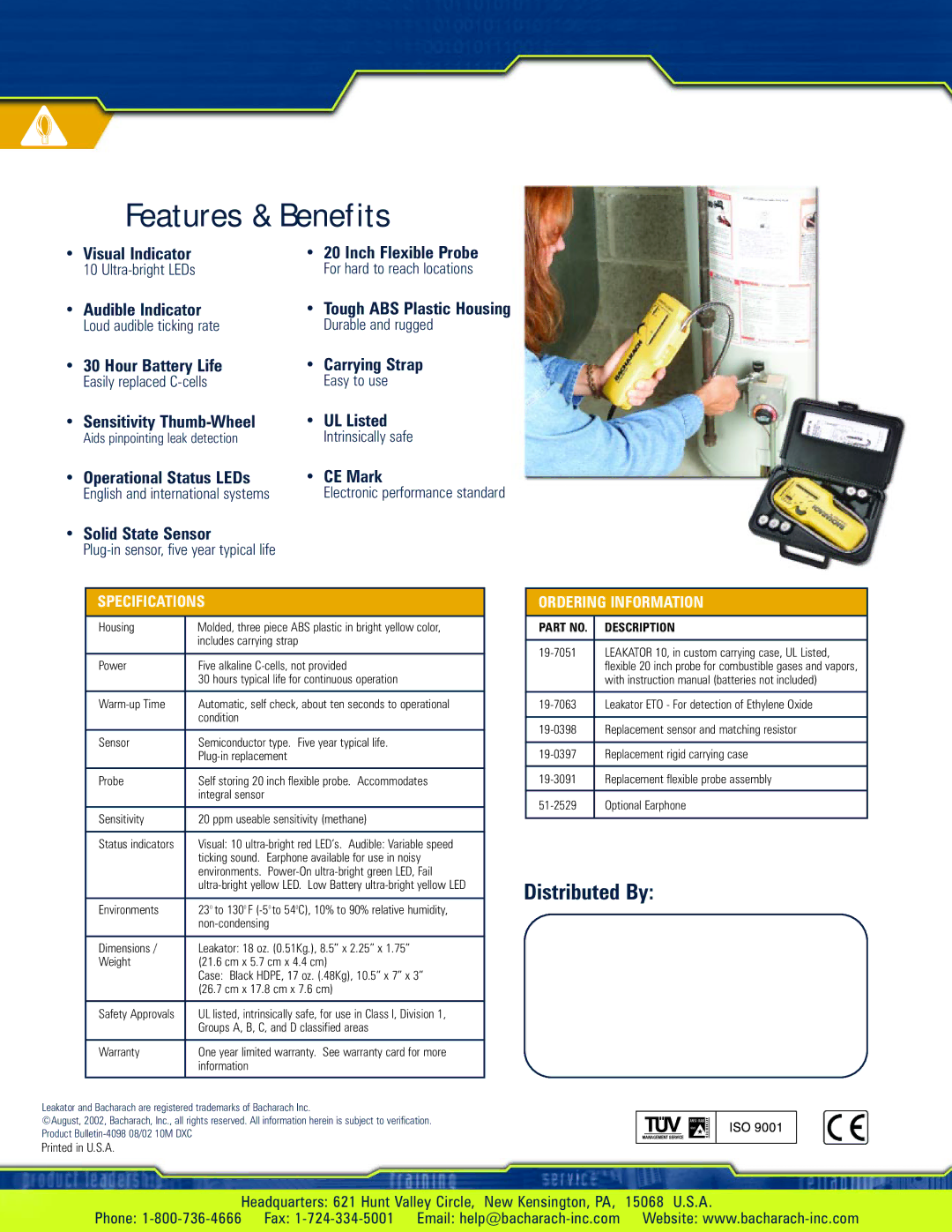 Bacharach 10 manual Specifications, Ordering Information 