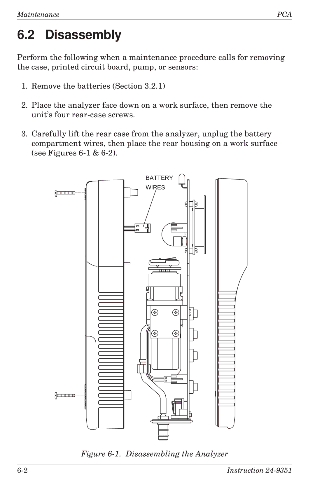 Bacharach 24-9351 manual Disassembly, Disassembling the Analyzer 