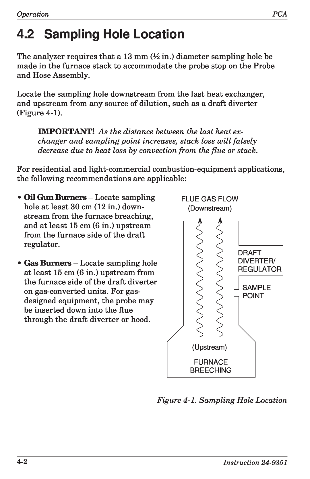 Bacharach 24-9351 manual 1.Sampling Hole Location 