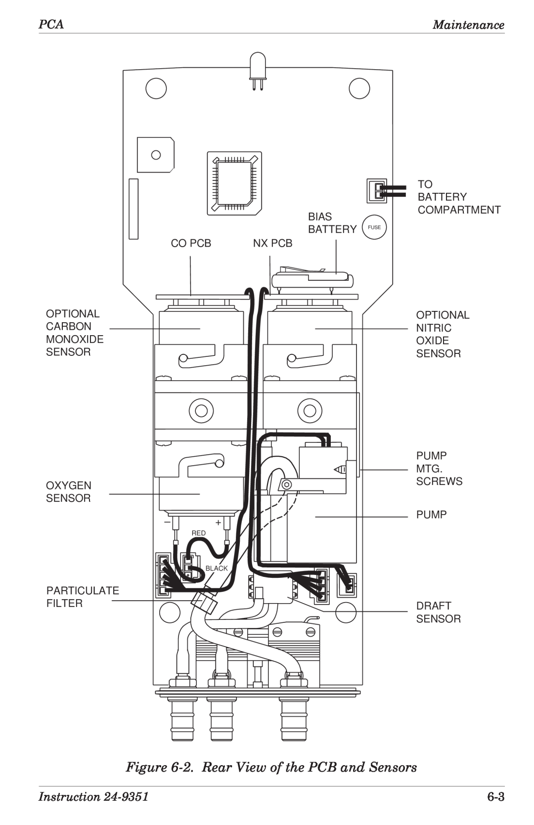 Bacharach 24-9351 manual 2.Rear View of the PCB and Sensors, Maintenance, Instruction 