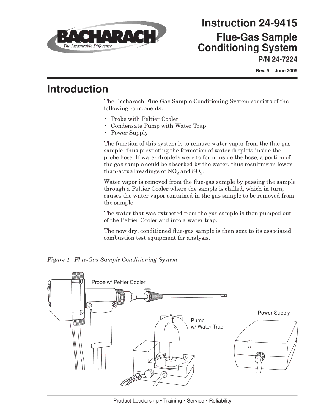 Bacharach 24-7224, 24-9415 manual Instruction Flue-Gas Sample Conditioning System, Introduction 