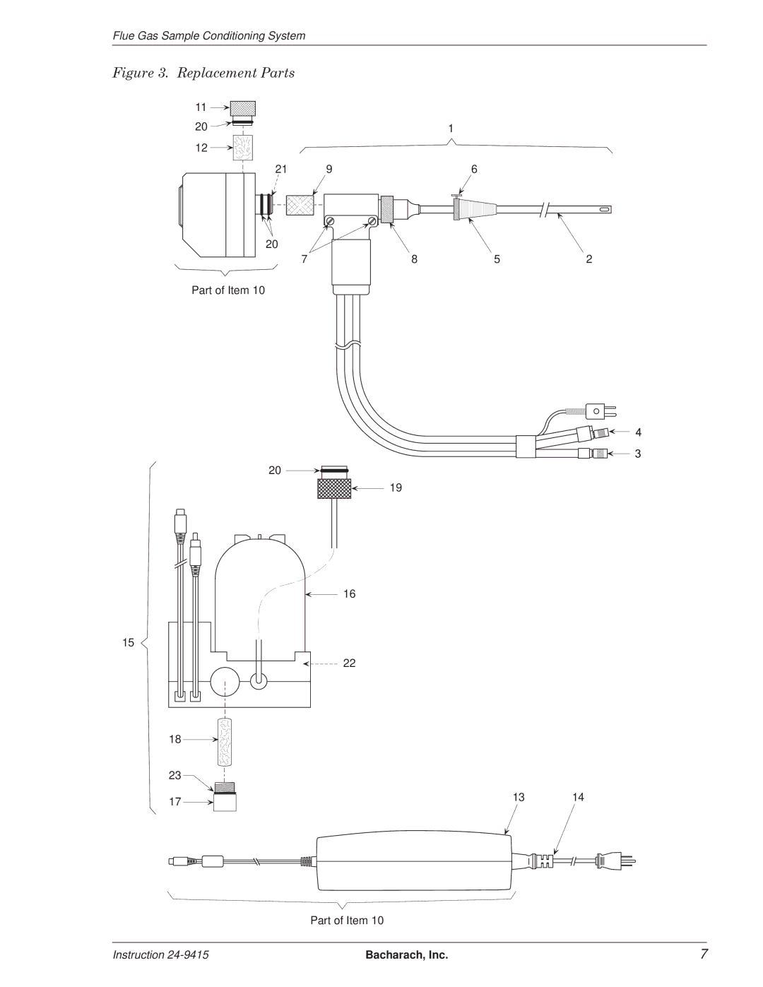 Bacharach 24-7224, 24-9415 manual Replacement Parts 