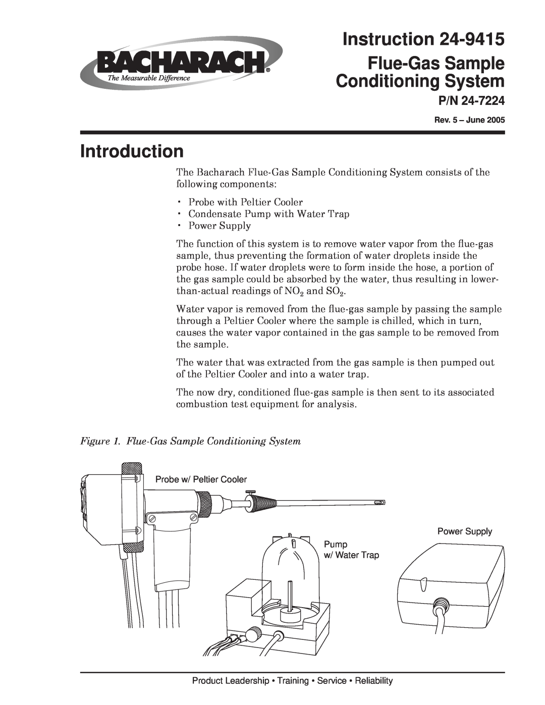 Bacharach 24-7224, 24-9415 manual Instruction Flue-GasSample Conditioning System, Introduction 