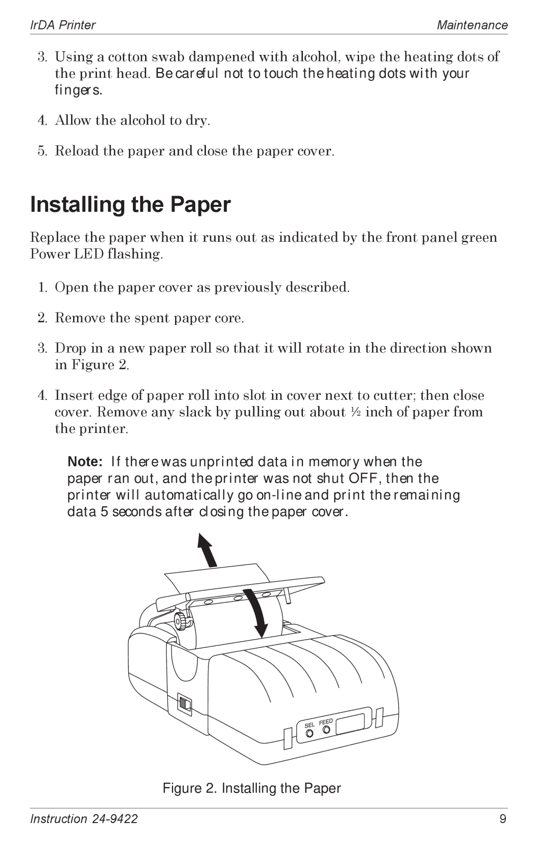 Bacharach 24-9422 manual Installing the Paper 