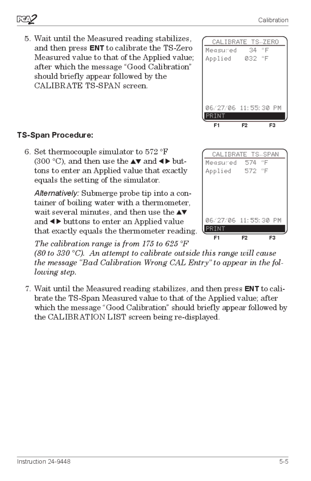 Bacharach 24-9448 manual TS-Span Procedure 