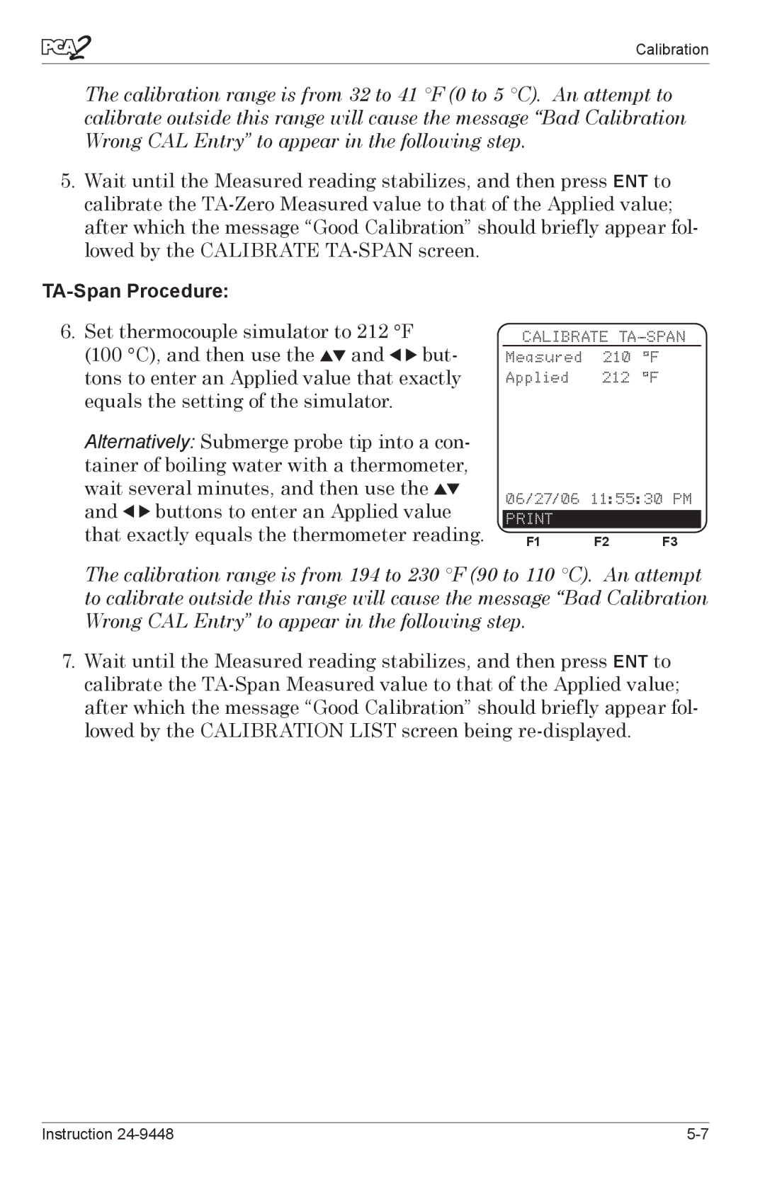 Bacharach 24-9448 manual TA-Span Procedure 