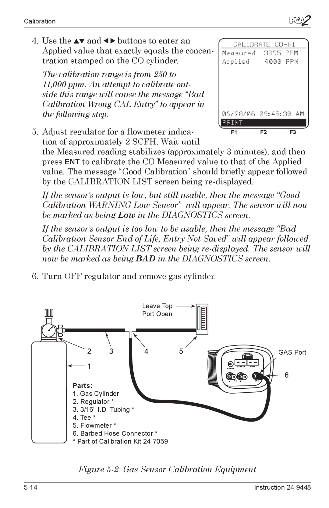 Bacharach 24-9448 manual Gas Sensor Calibration Equipment 