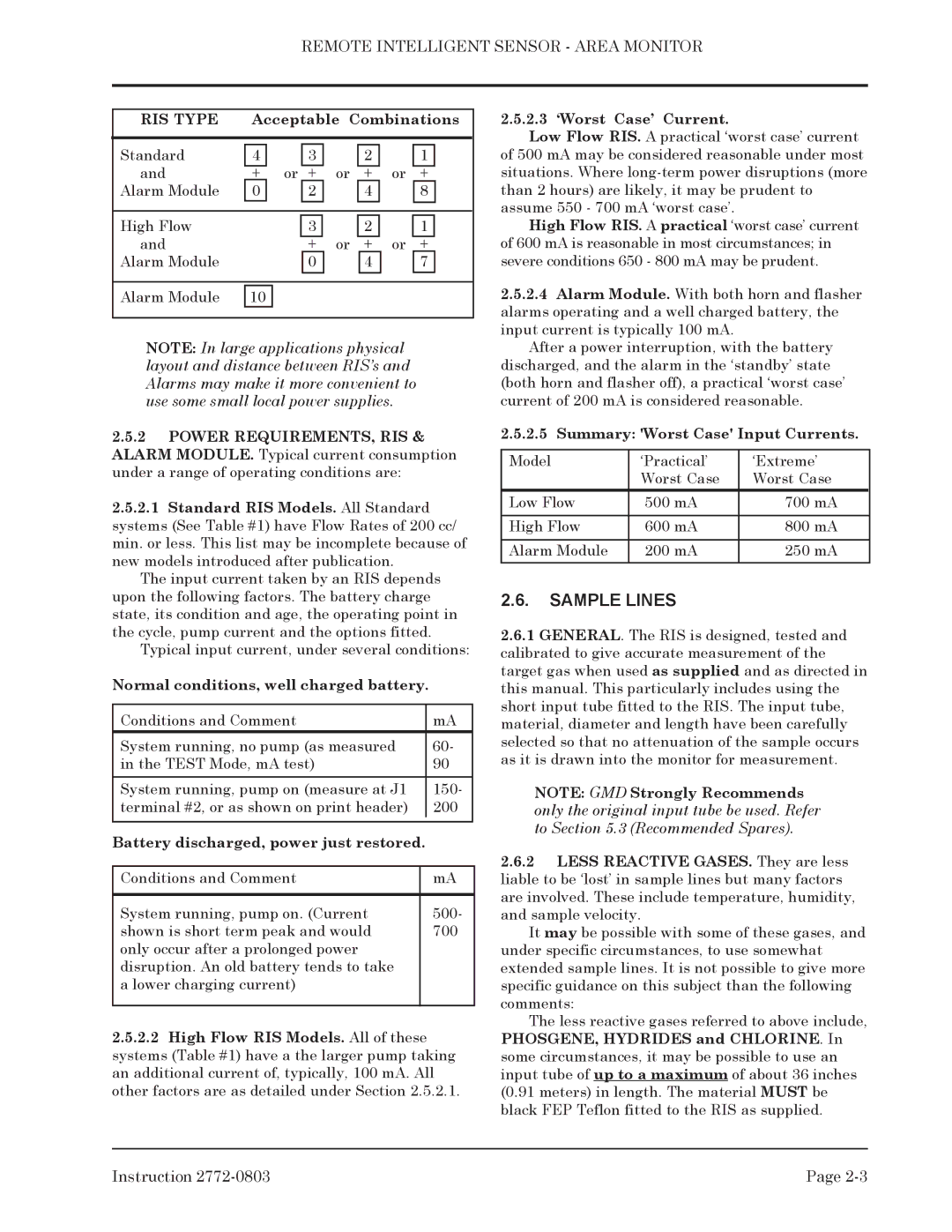 Bacharach 2772-0803 manual Sample Lines, RIS Type 