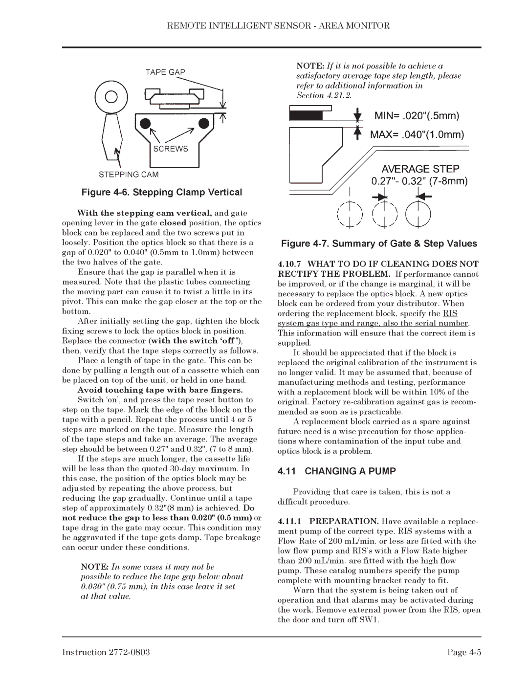 Bacharach 2772-0803 manual Stepping Clamp Vertical, Changing a Pump 