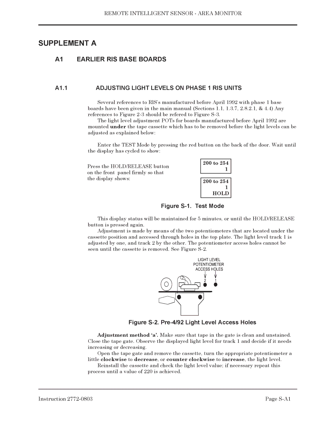 Bacharach 2772-0803 manual 200 to, Hold 