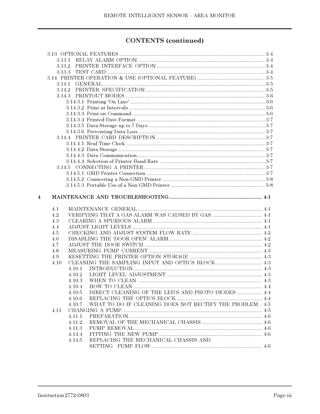 Bacharach 2772-0803 manual Verifying That a GAS Alarm WAS Caused by GAS, Cleaning the Sampling Input and Optics Block 