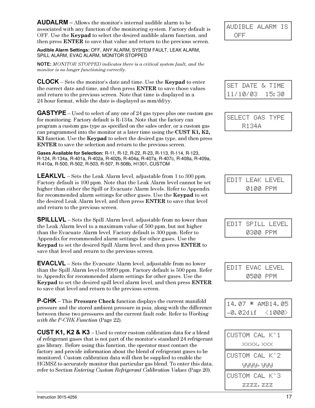 Bacharach 3015-4256 manual Audible Alarm is OFF 