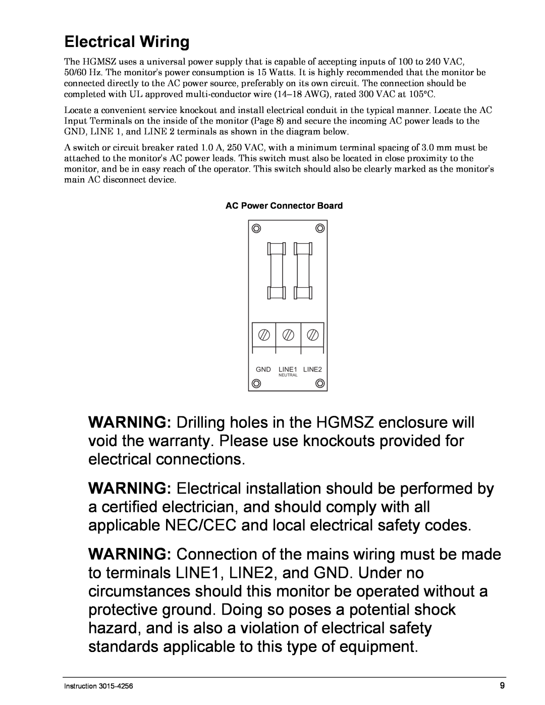 Bacharach 3015-4256 manual Electrical Wiring, AC Power Connector Board 