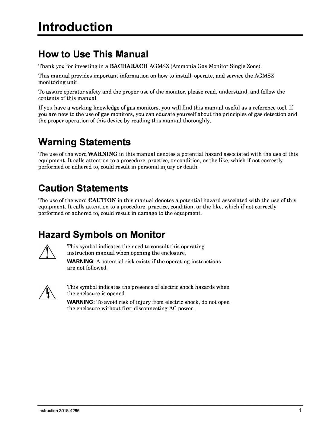 Bacharach 3015-4286 manual Introduction, How to Use This Manual, Warning Statements, Caution Statements 