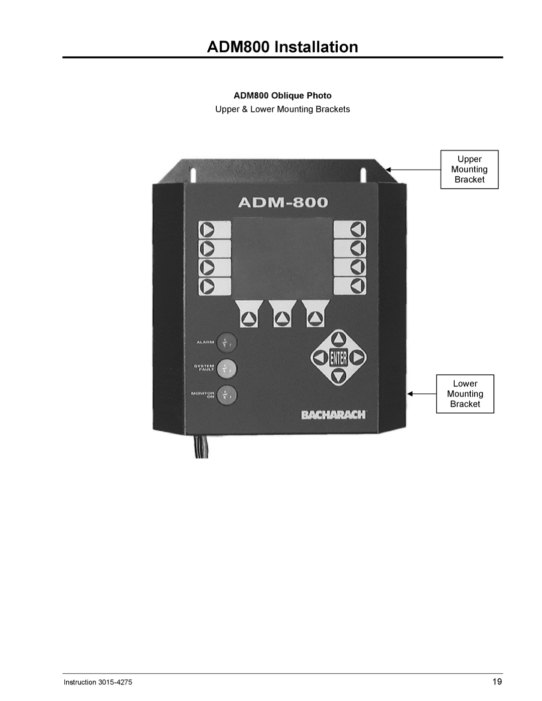 Bacharach AGM300 manual ADM800 Installation, ADM800 Oblique Photo 