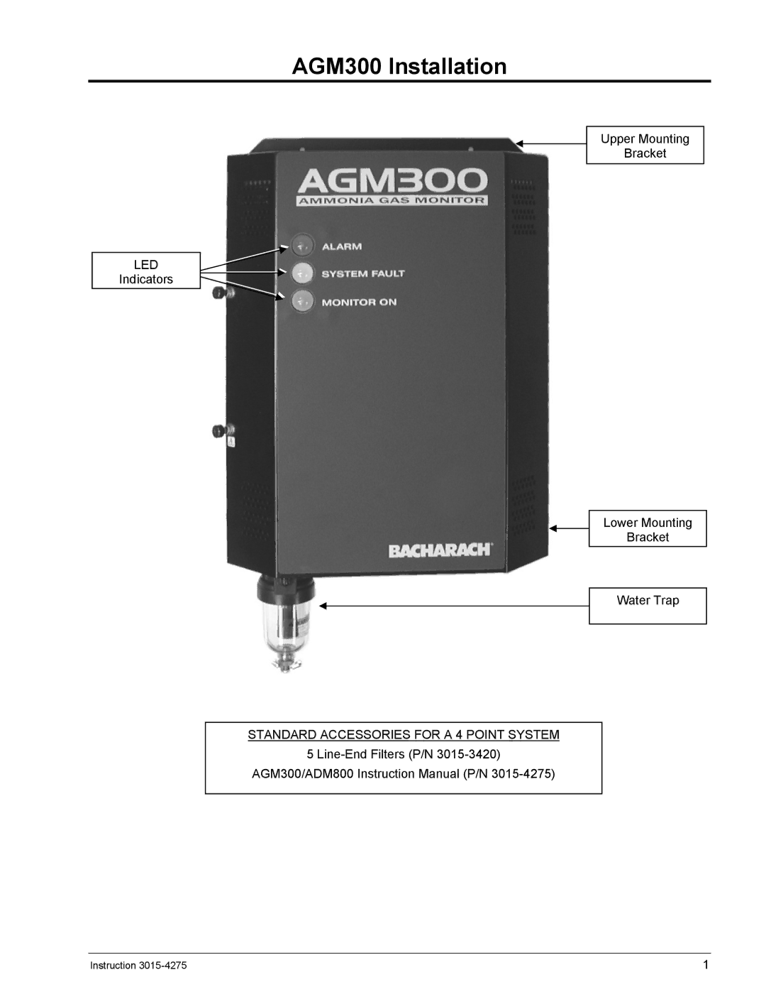 Bacharach AGM300, ADM800 manual Led, Standard Accessories for a 4 Point System 