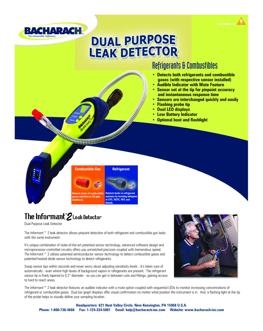 Bacharach Dual Purpose Leak Detector manual +=I@I8EKJFD9LJK@9CJ 