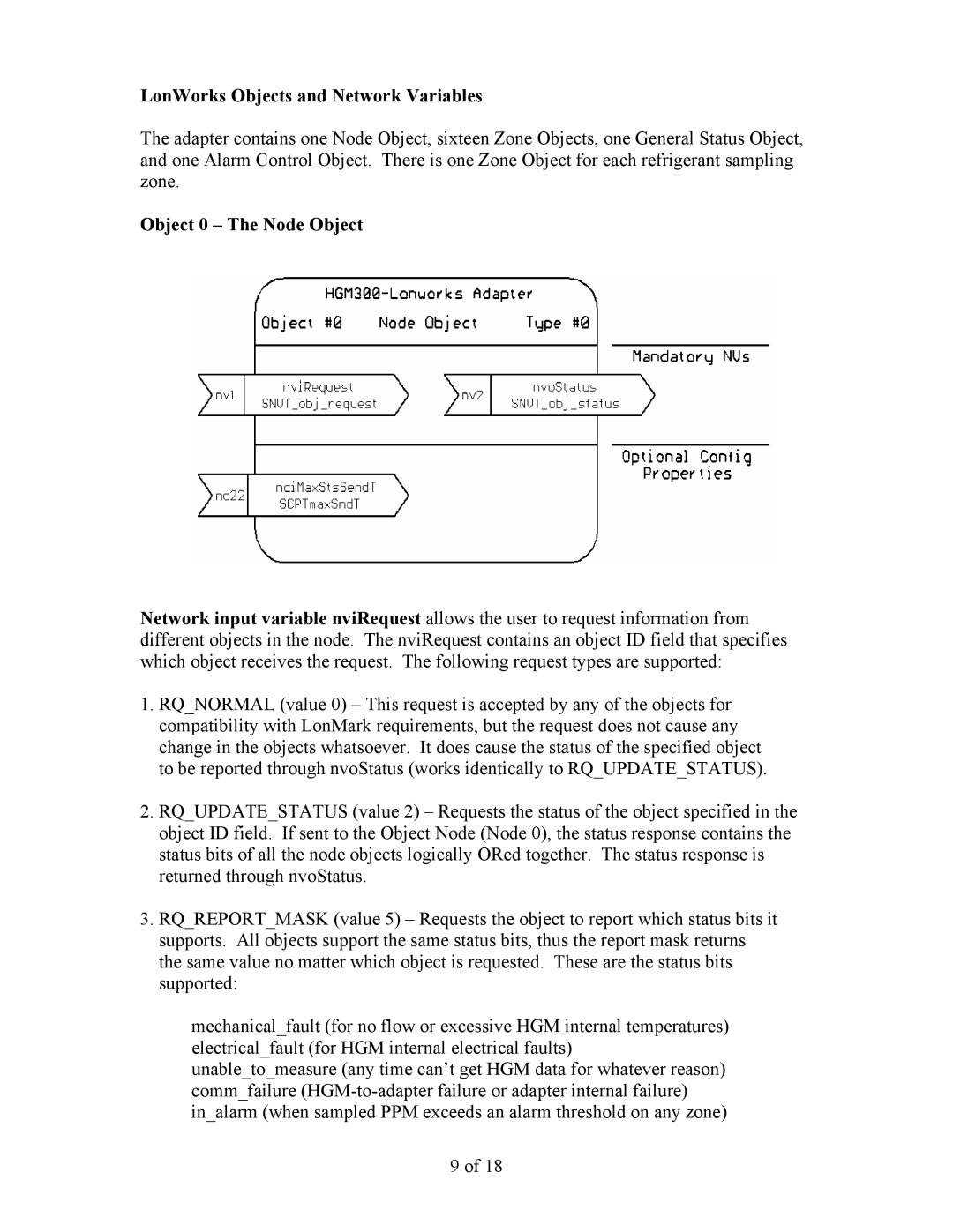 Bacharach FT-10 manual LonWorks Objects and Network Variables, Object 0 The Node Object 