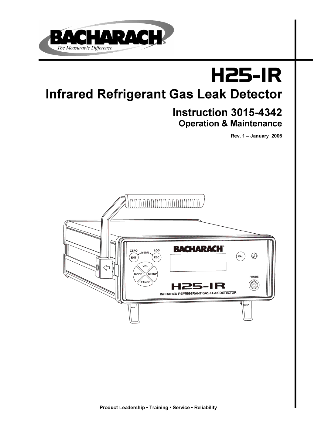 Bacharach H25-IR manual Infrared Refrigerant Gas Leak Detector 